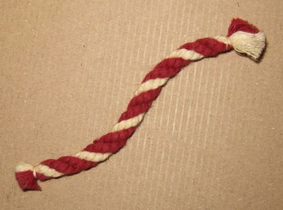 Ranger All-Round Cord Award - a length of cord in scarlet with white diagonal stripe